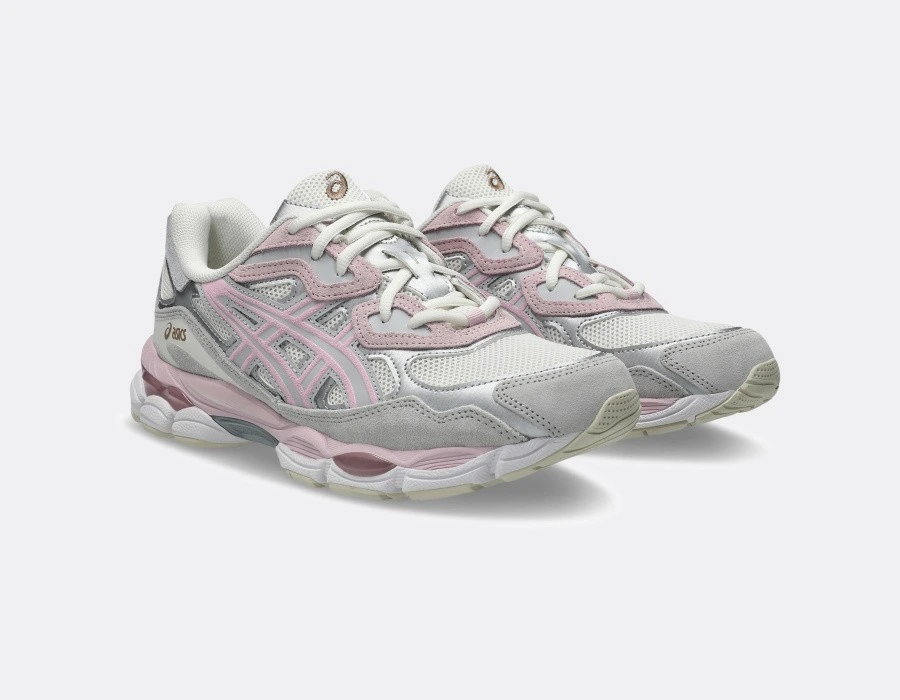 ASICS GEL-NYC Concrete Barely Rose, front three-quarter view