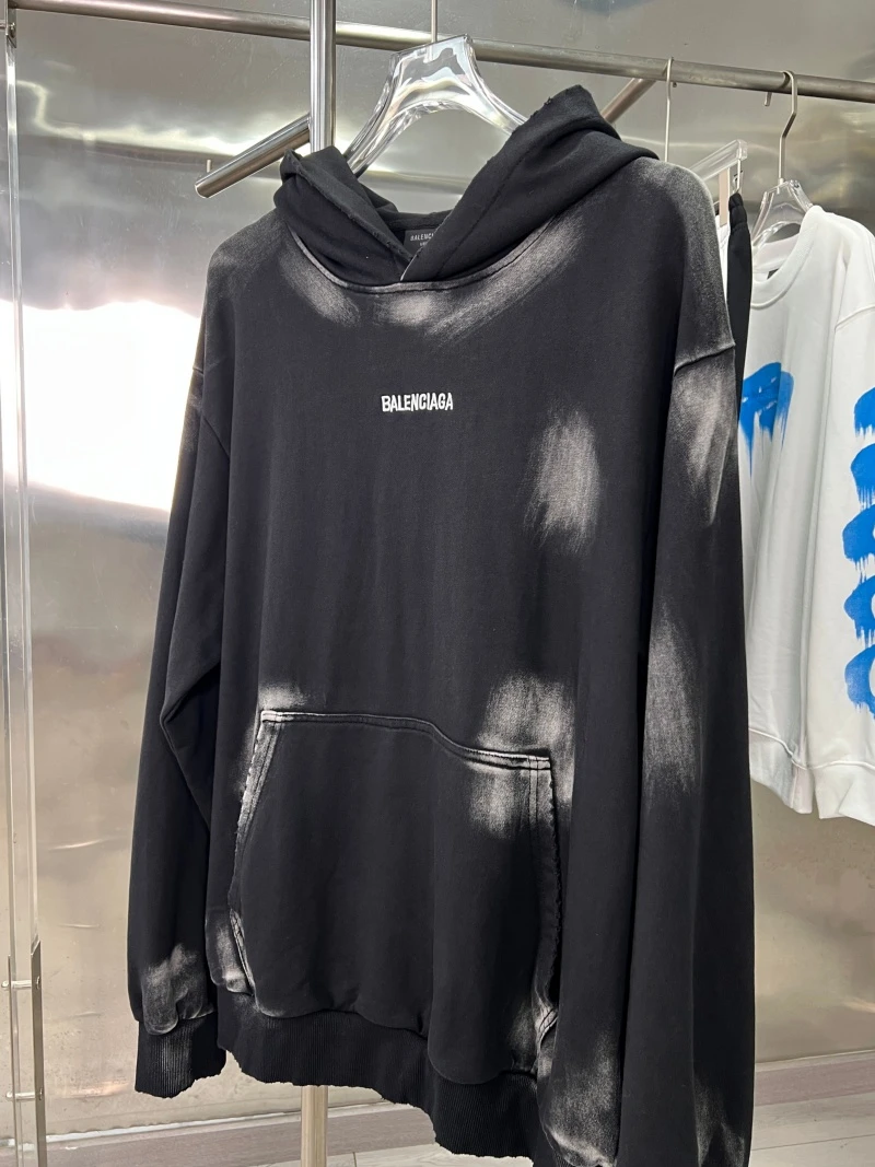 Black washed graphic hoodie, front